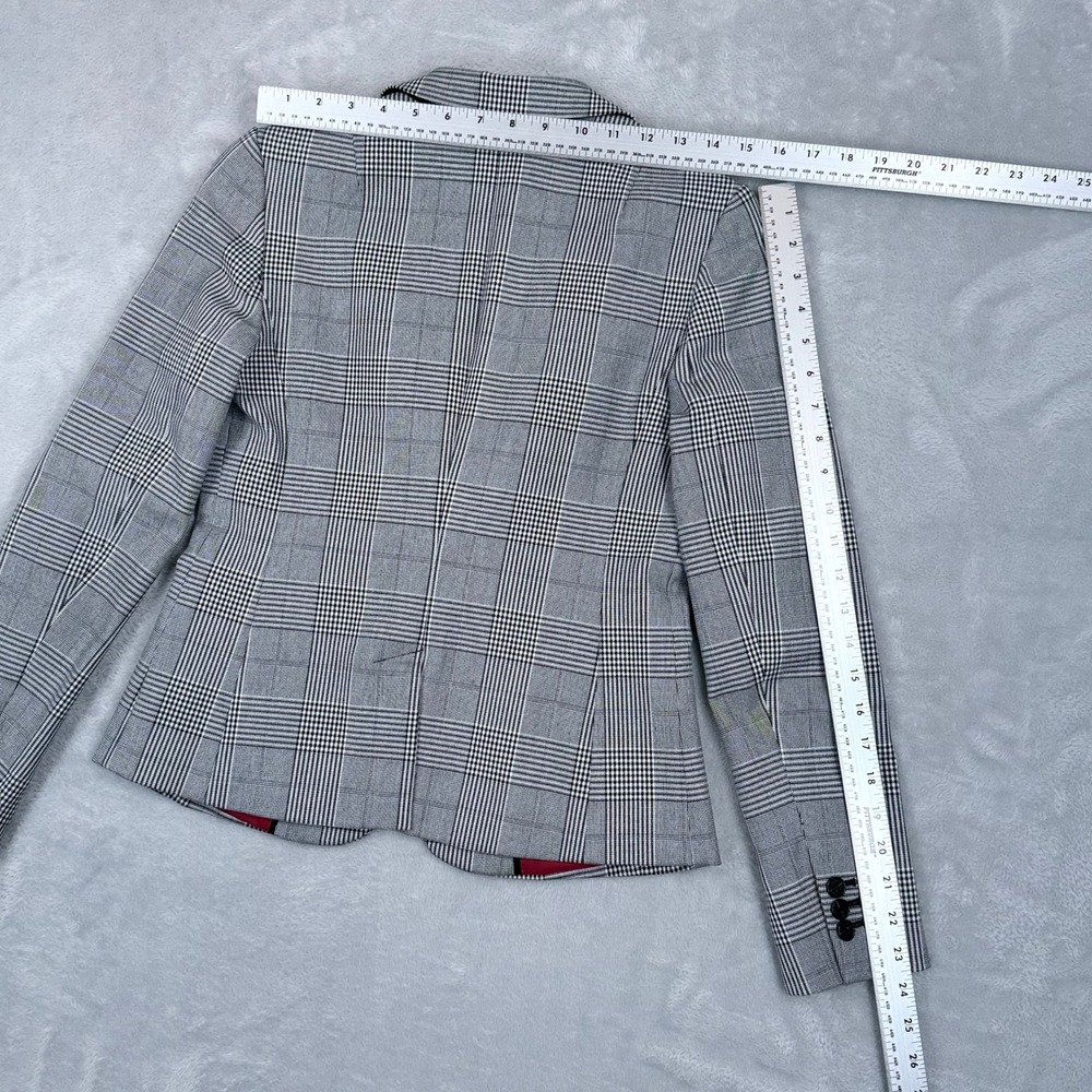 Banana Republic Classic Fit Blazer Womens 0 Glen Plaid Check Black‎ White Jacket - Picture 6 of 9